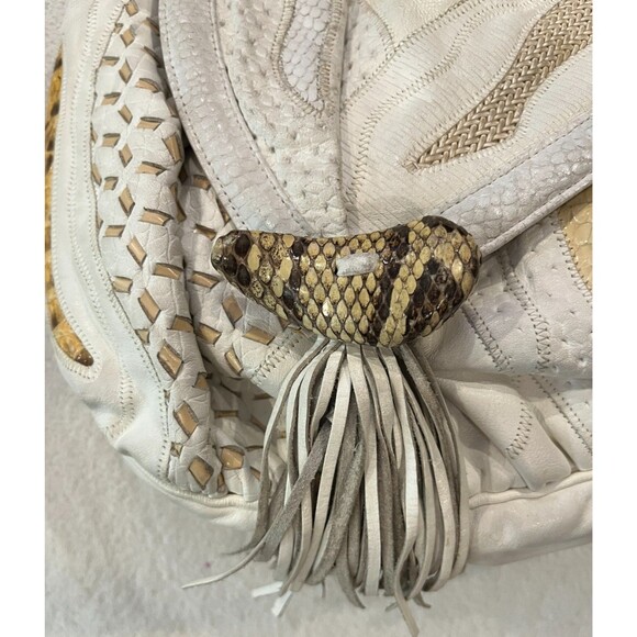 Vintage Sharif Patchwork Snake Python skin Leather Crossbody Handbag Purse - Picture 3 of 13